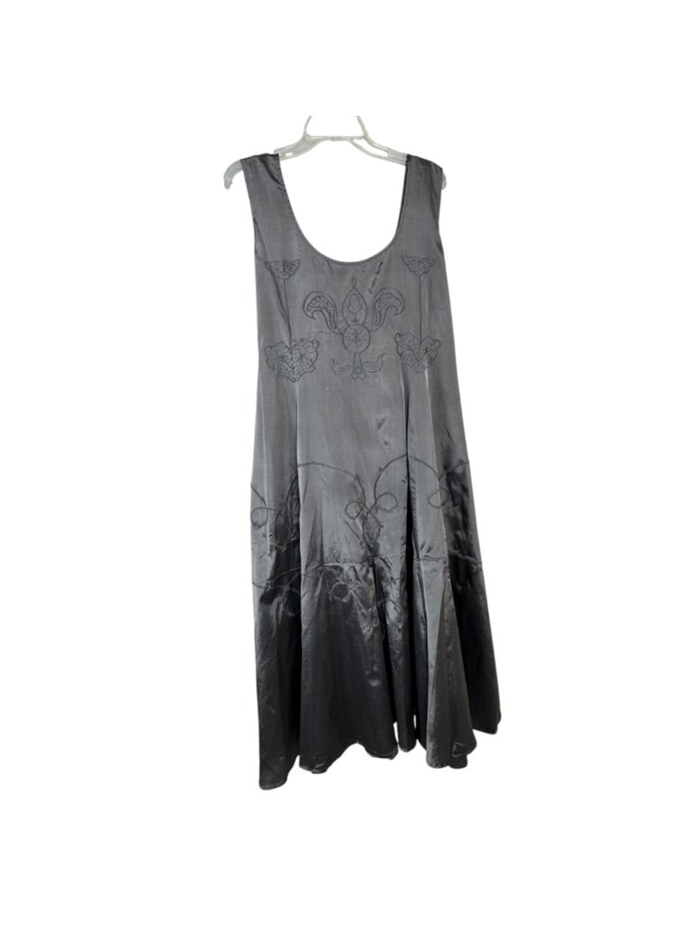 Nataya NEW Vintage Inspired Satin Slip Dress Size 3X Iridescent Brown Embroidery